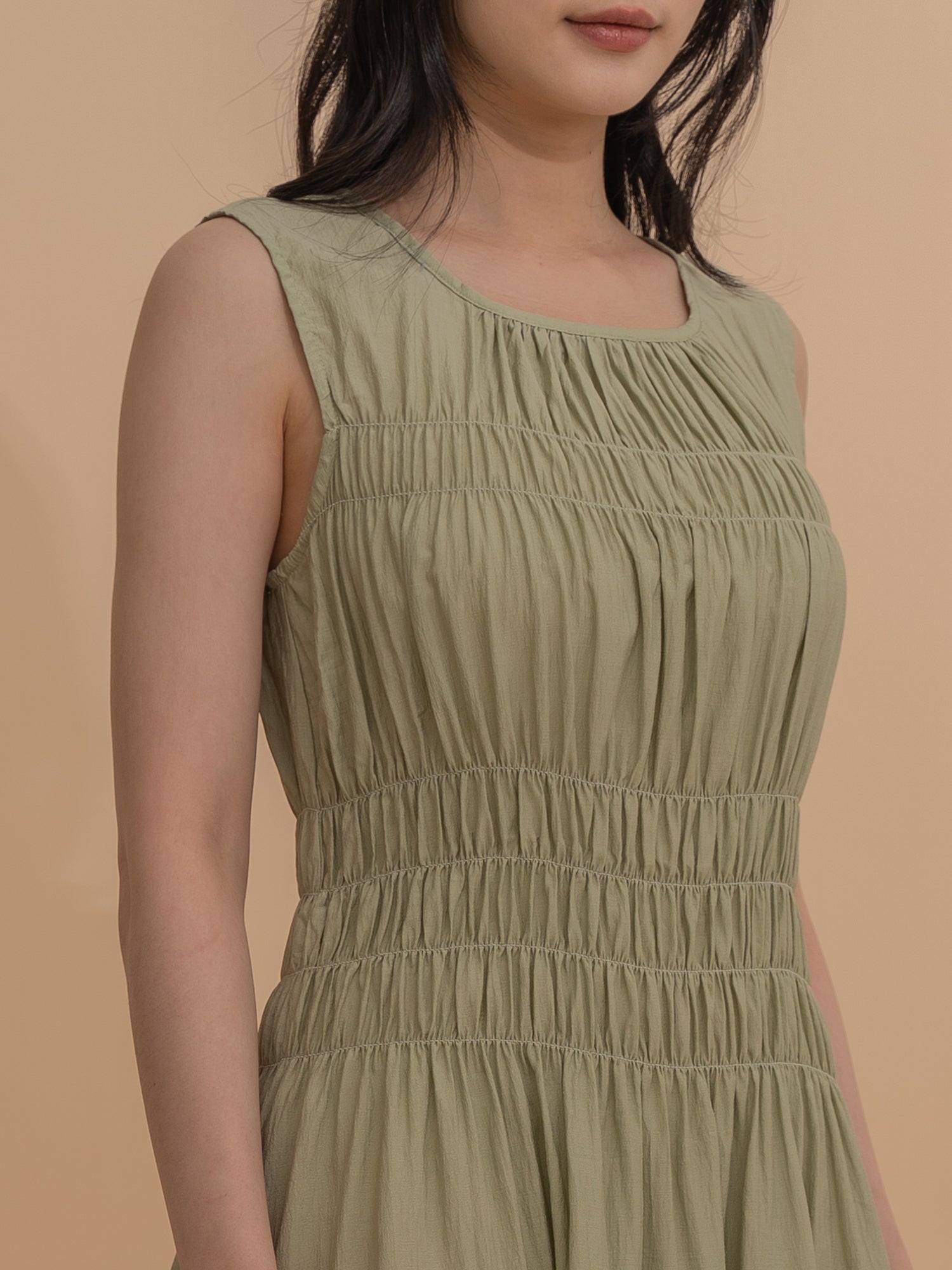 Smocking Sleeveless Dress