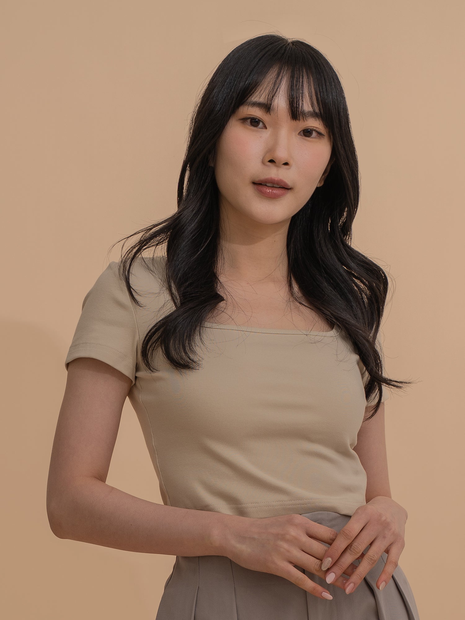 Square Neck Short Sleeve Top
