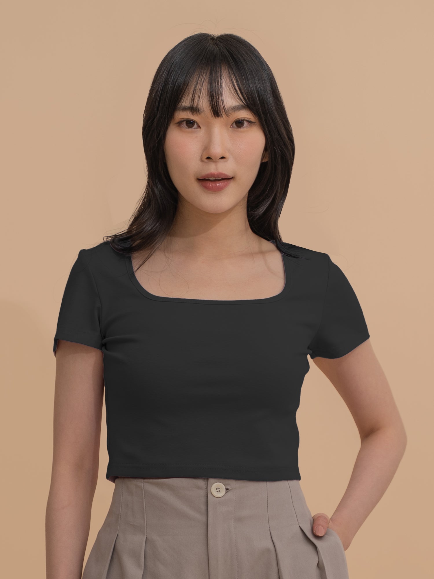 Square Neck Short Sleeve Top
