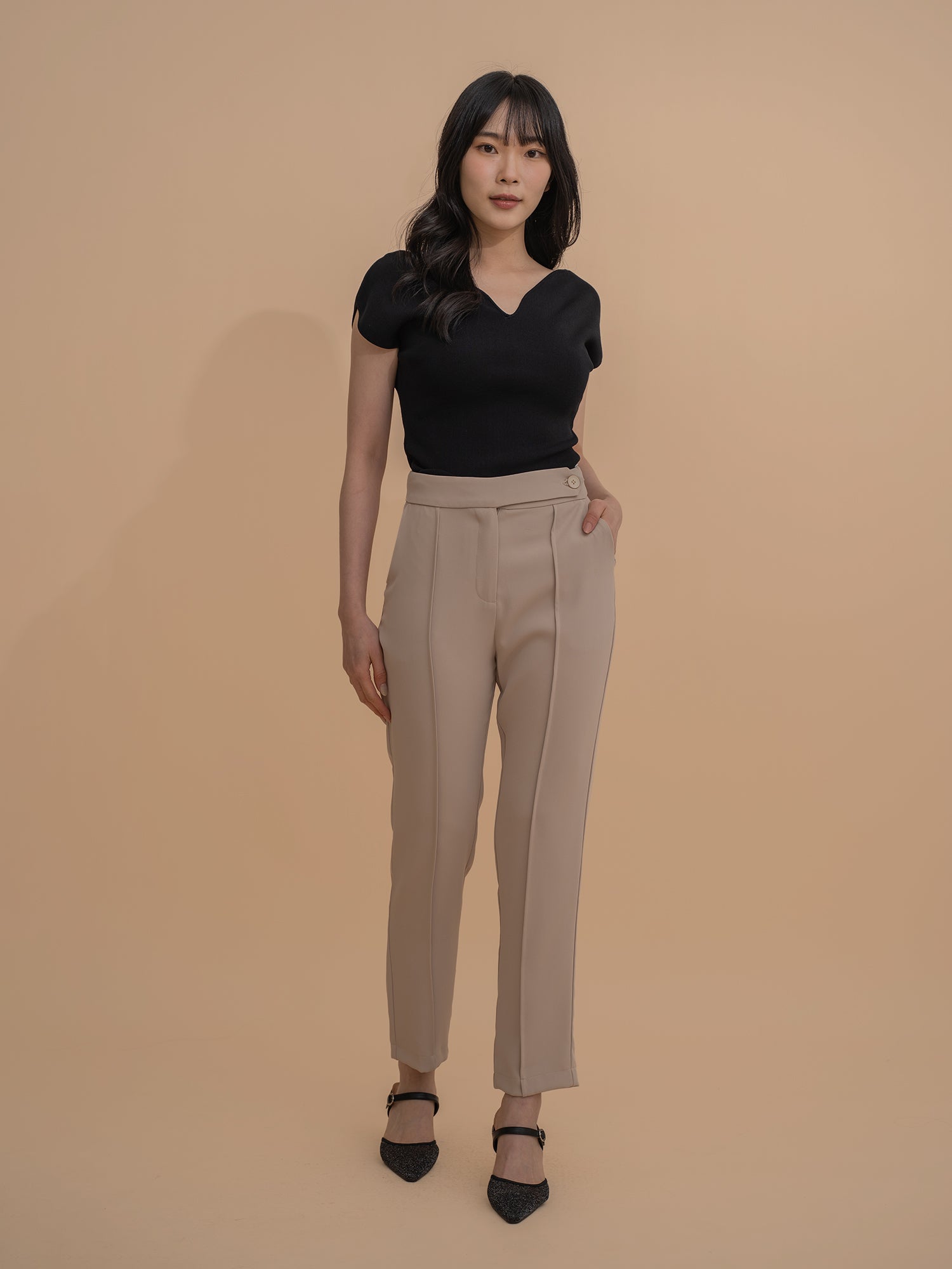 Tapered Piping Trousers