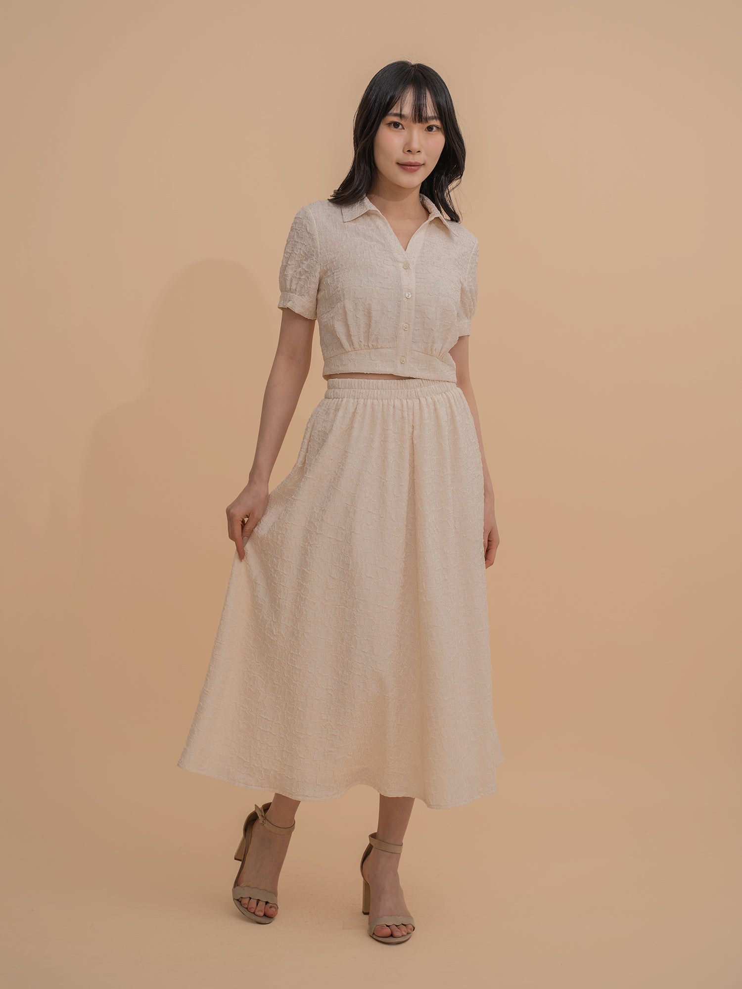 Textured A-Line Skirt