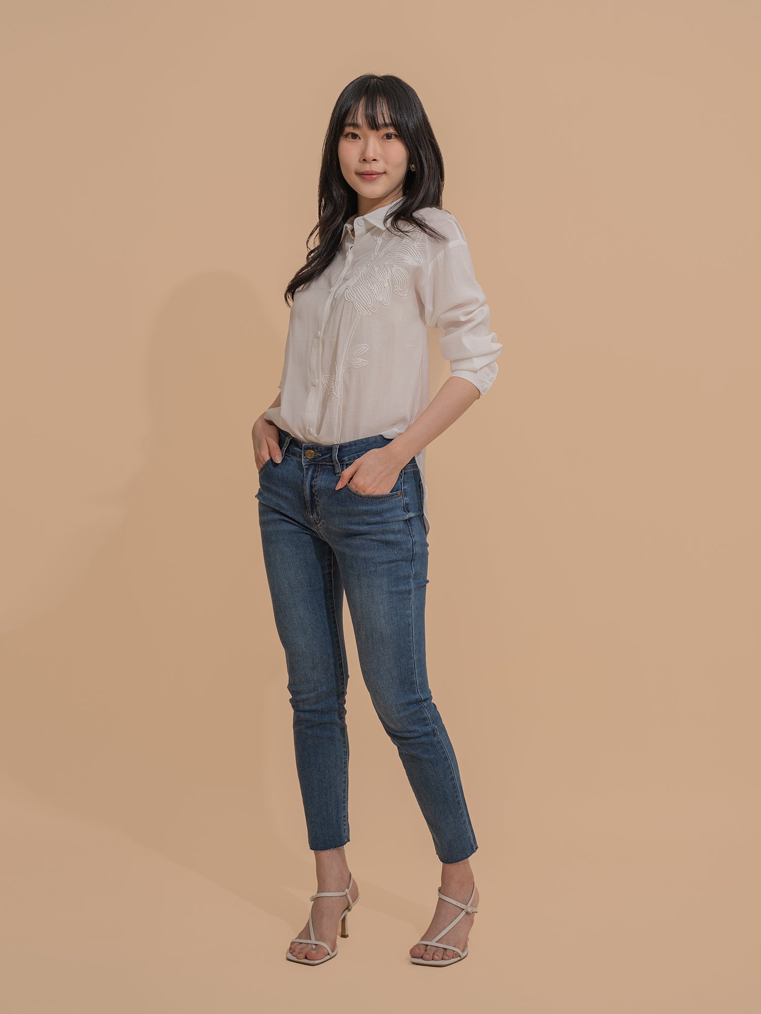 Textured Floral Embroidered Shirt