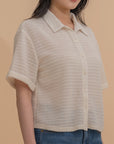 Textured Knit Collared Shirt