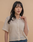 Textured Knit Collared Shirt