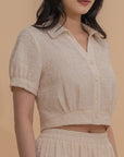 Textured Short Sleeve Crop Top