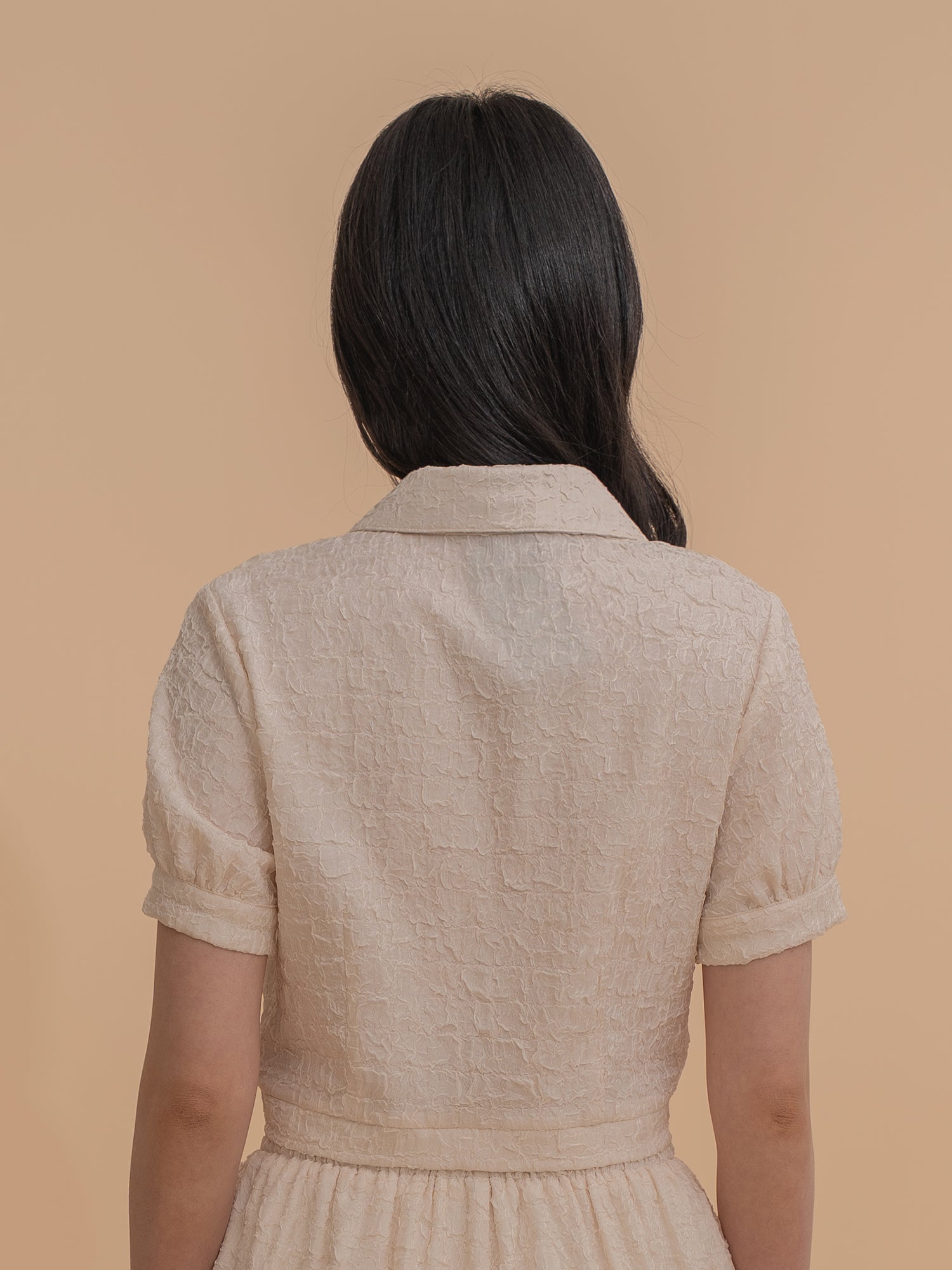Textured Short Sleeve Crop Top