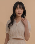 Textured Short Sleeve Crop Top