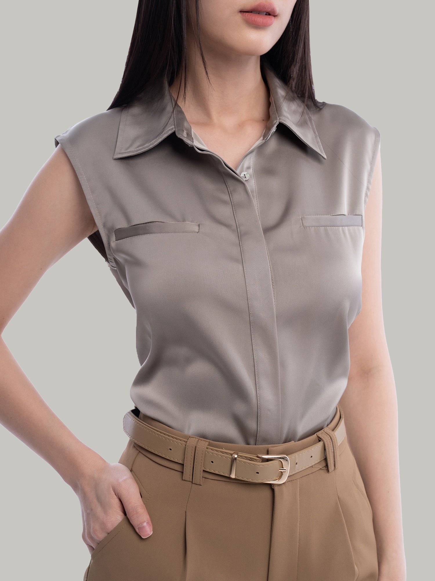 Tilda Satin Sleeveless Shirt