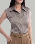 Tilda Satin Sleeveless Shirt