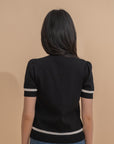 Trimmed Short Sleeve Knit Top