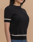 Trimmed Short Sleeve Knit Top