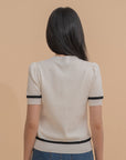 Trimmed Short Sleeve Knit Top
