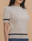 Trimmed Short Sleeve Knit Top