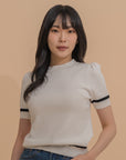 Trimmed Short Sleeve Knit Top