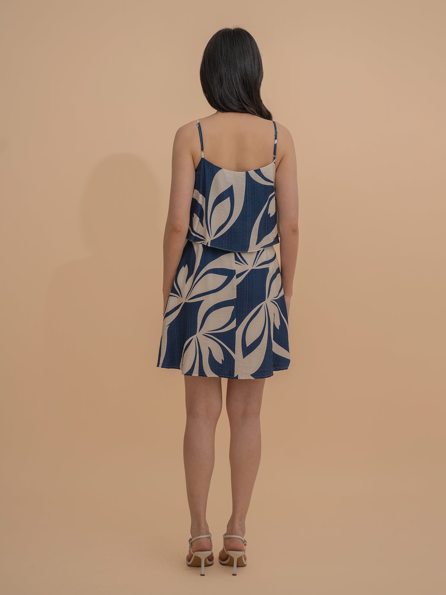 Tropical Printed Strap Layered Dress