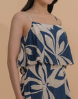 Tropical Printed Strap Layered Dress