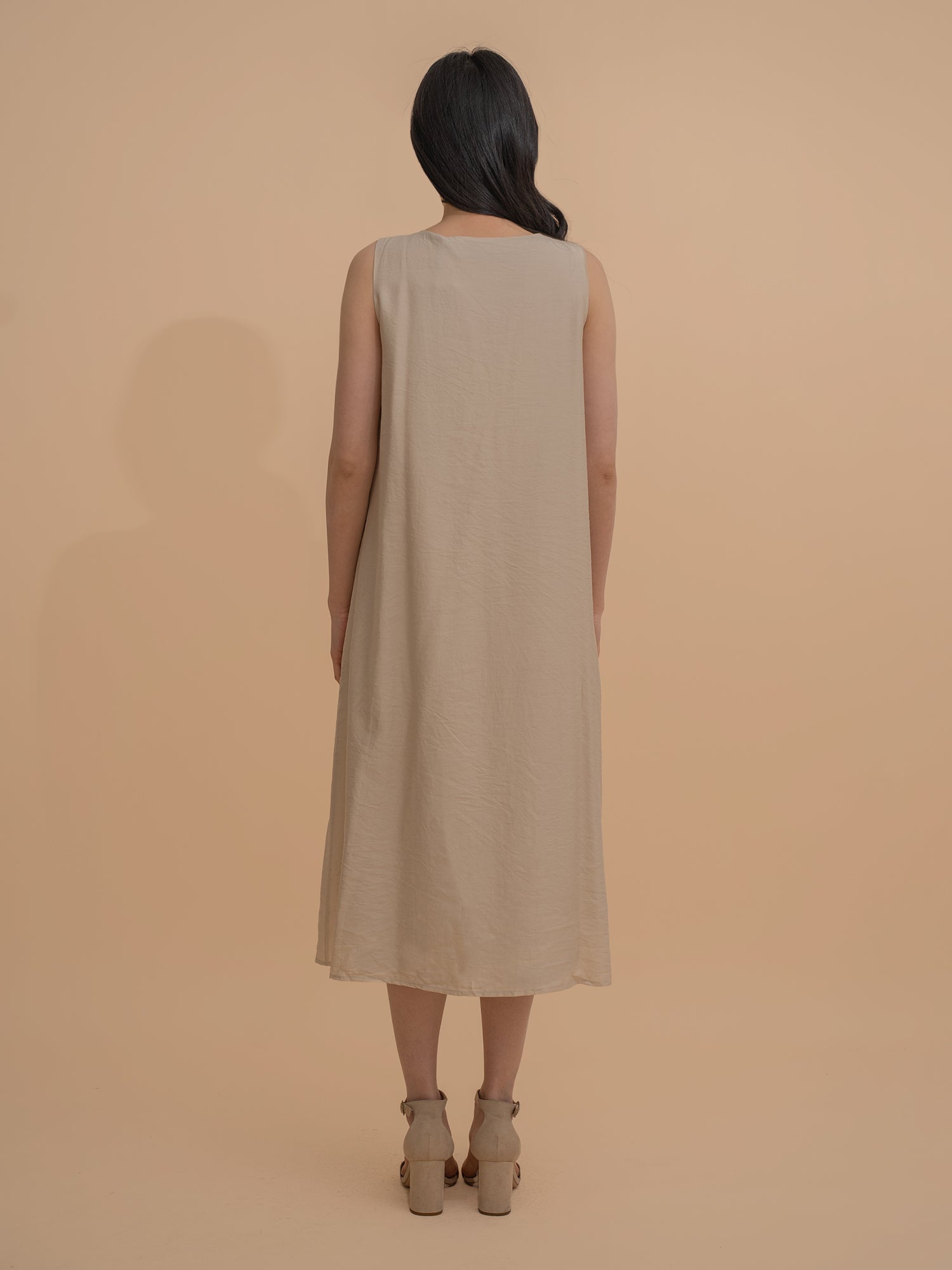 Twist-Front Sleeveless Dress