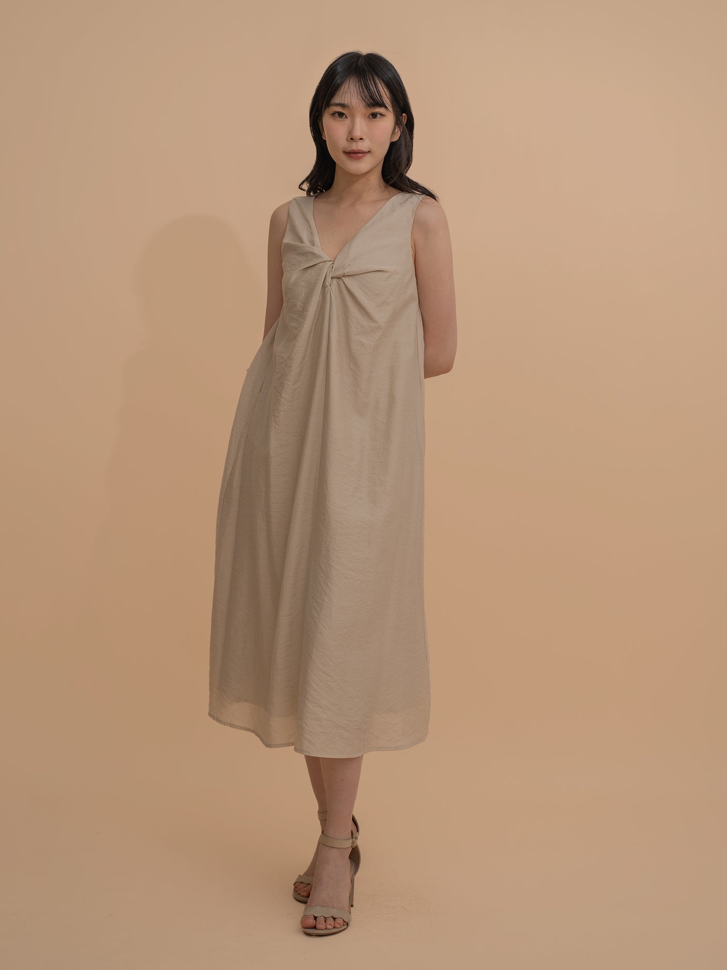 Twist-Front Sleeveless Dress