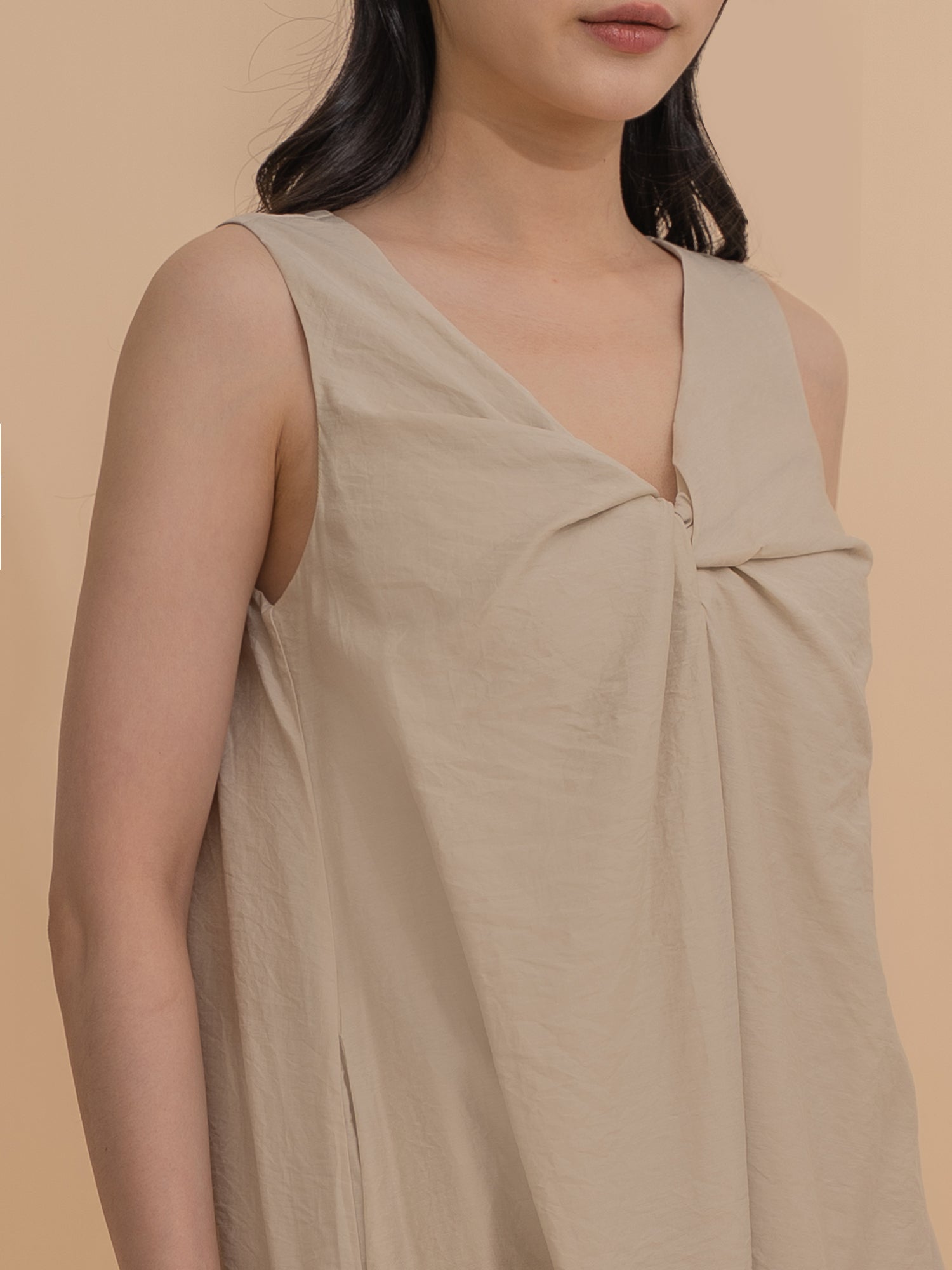 Twist-Front Sleeveless Dress