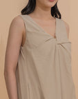 Twist-Front Sleeveless Dress