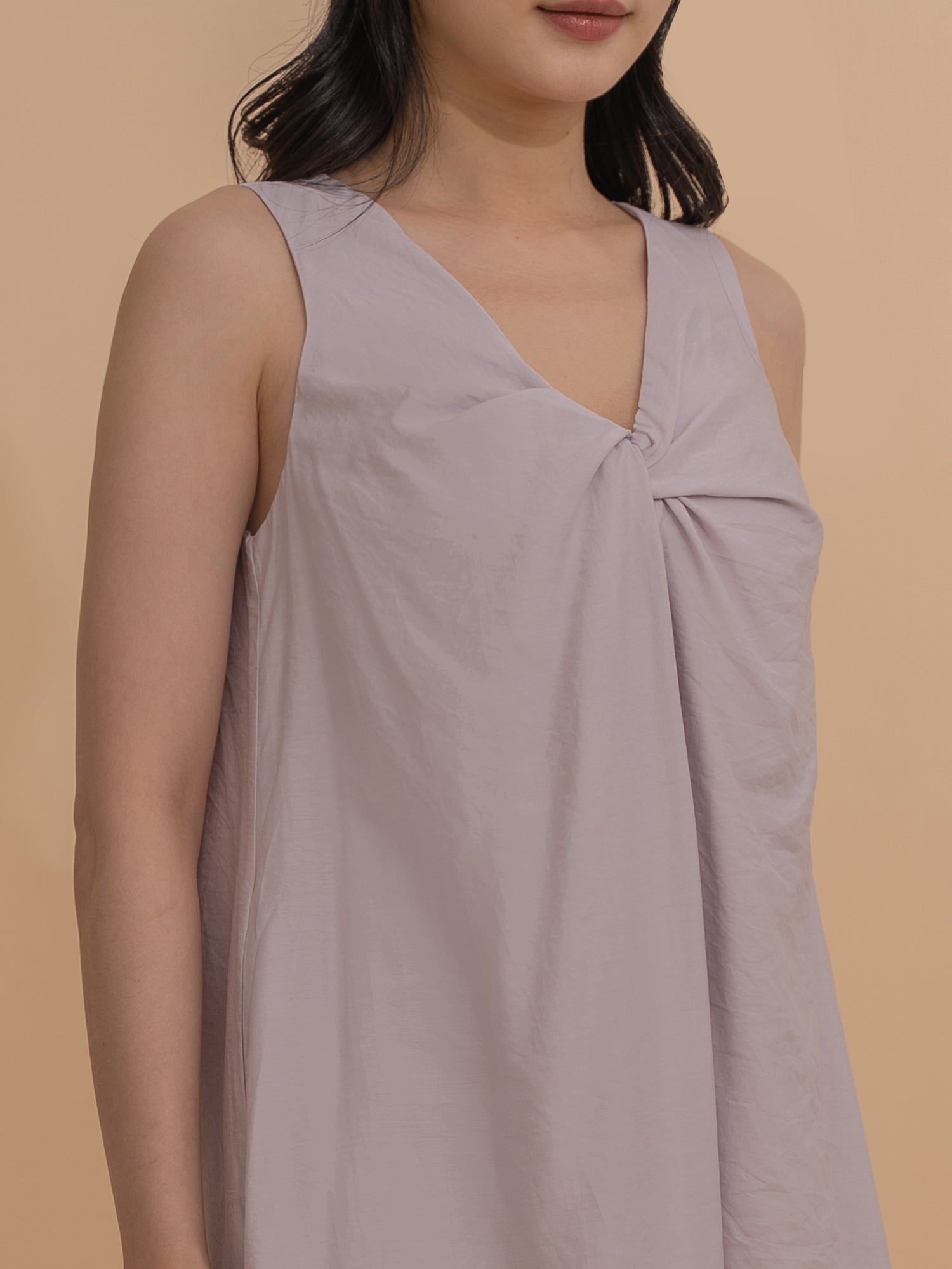 Twist-Front Sleeveless Dress