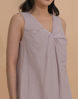 Twist-Front Sleeveless Dress