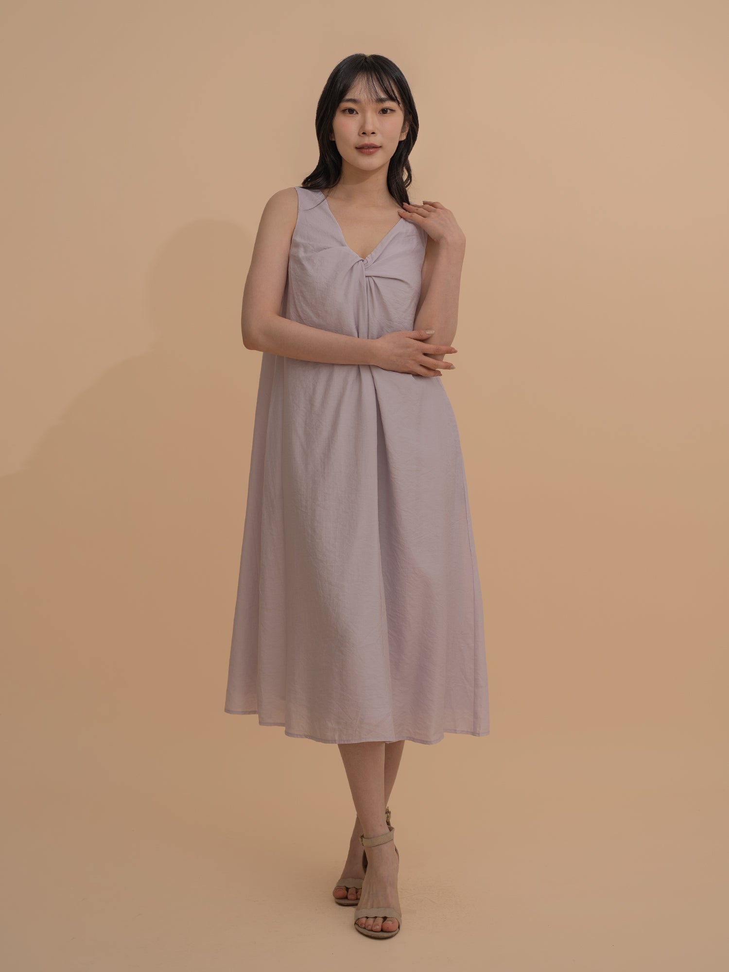 Twist-Front Sleeveless Dress