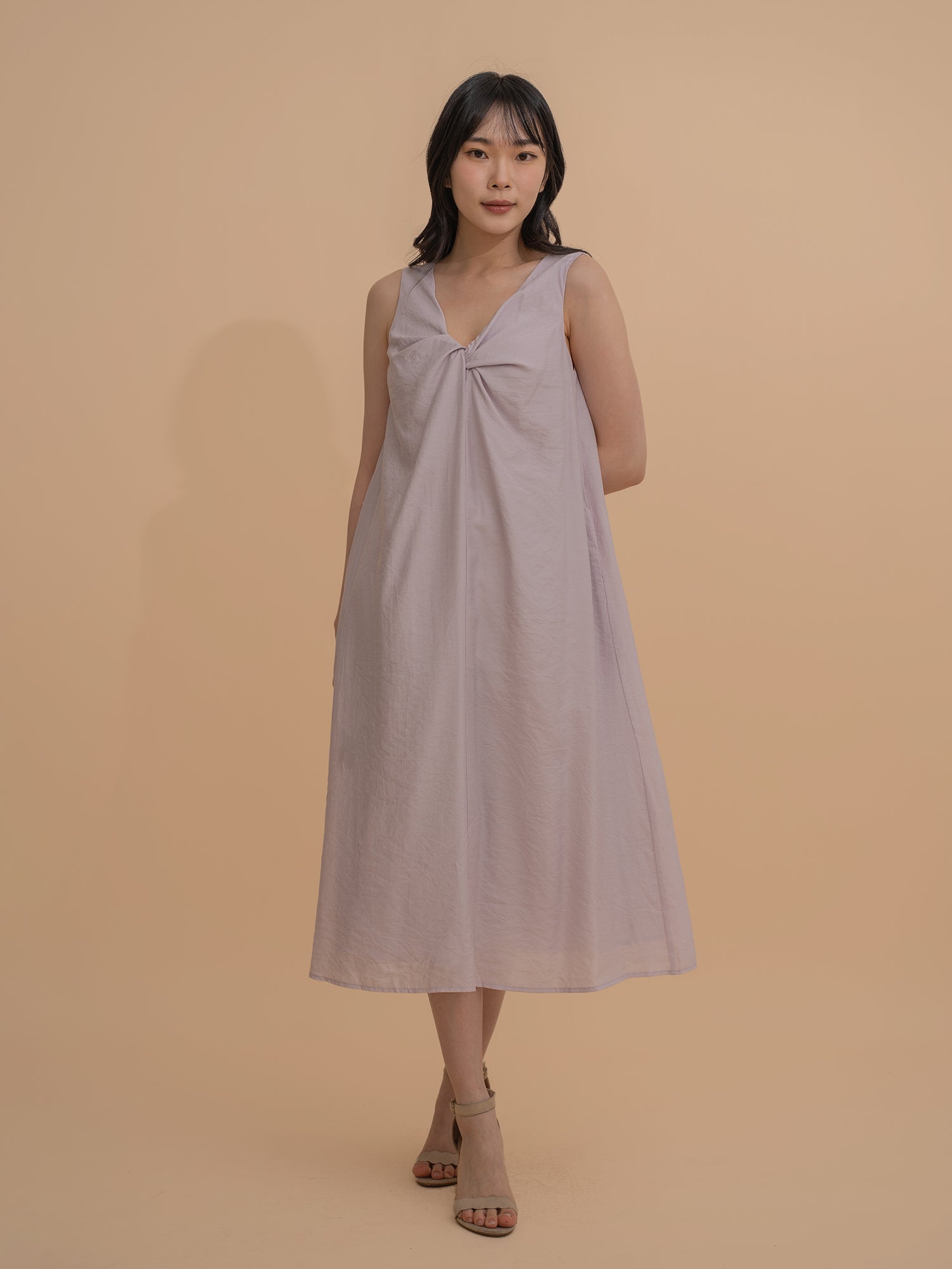 Twist-Front Sleeveless Dress