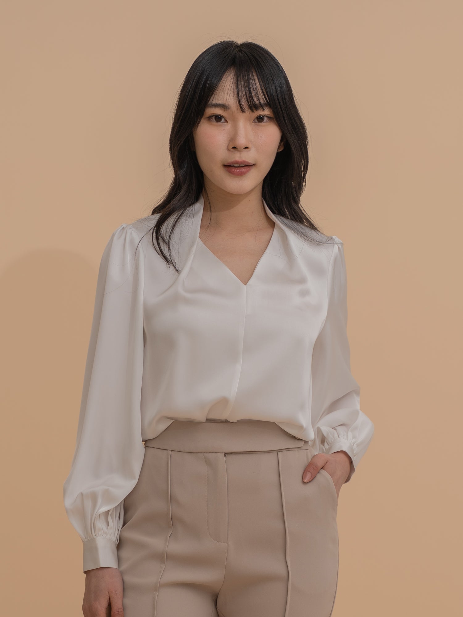 V-Neck Satin Blouse