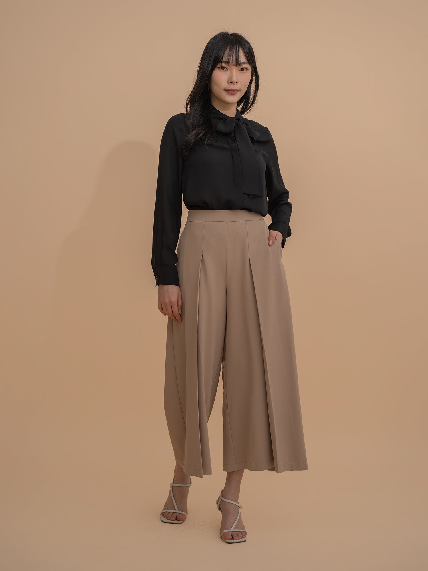Wide-Leg Pleated Culottes