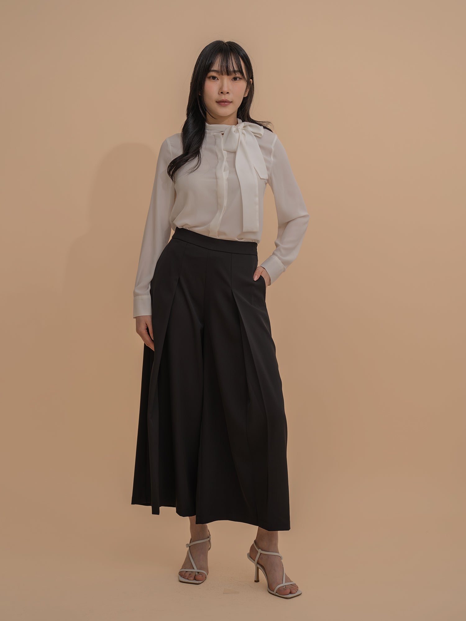 Wide-Leg Pleated Culottes