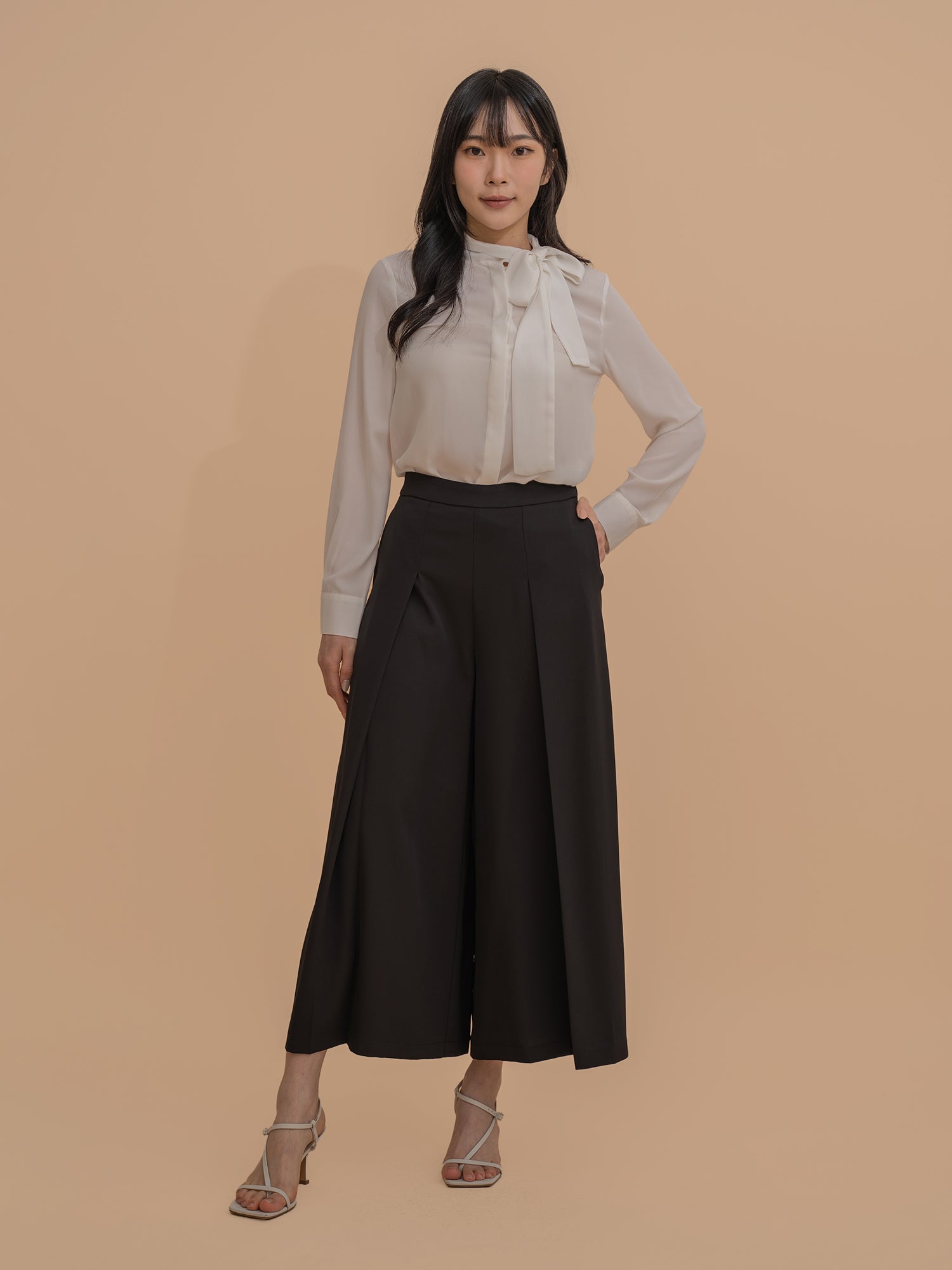 Wide-Leg Pleated Culottes