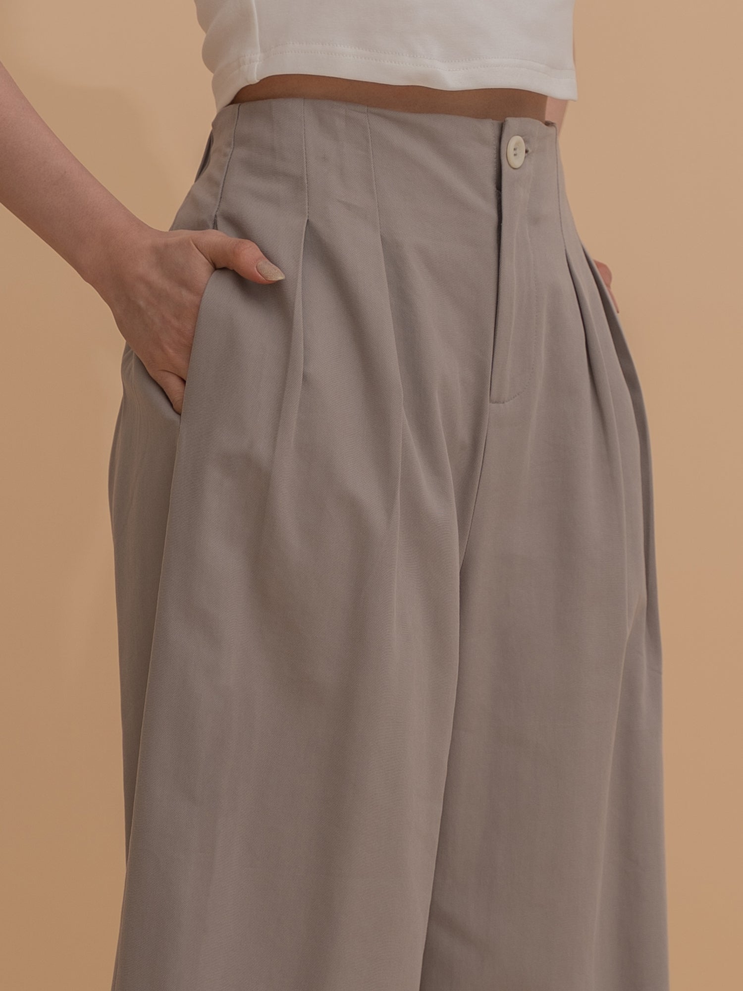 Wide-Leg Pleated Trousers