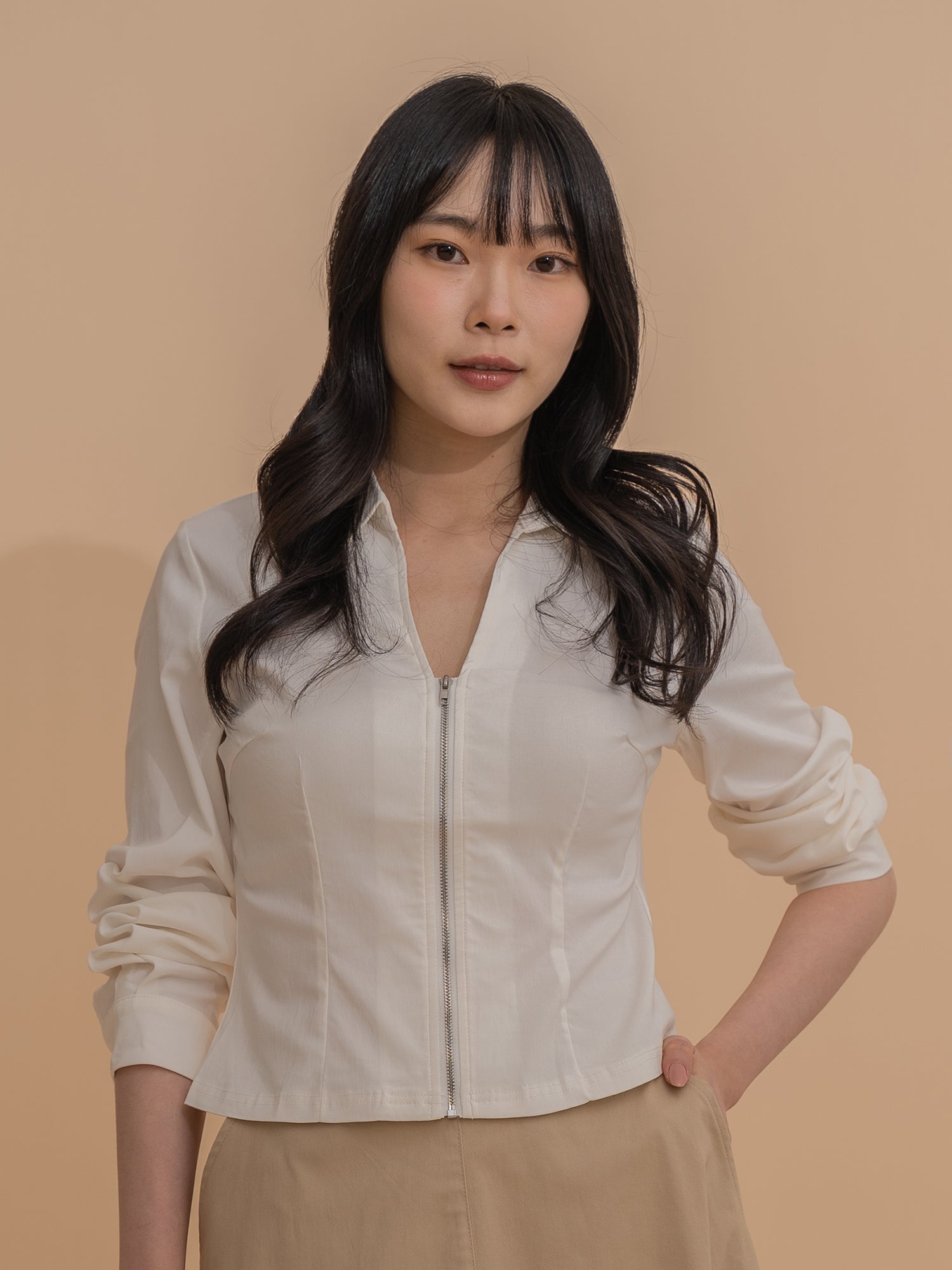 Zip-Up Fitted Top
