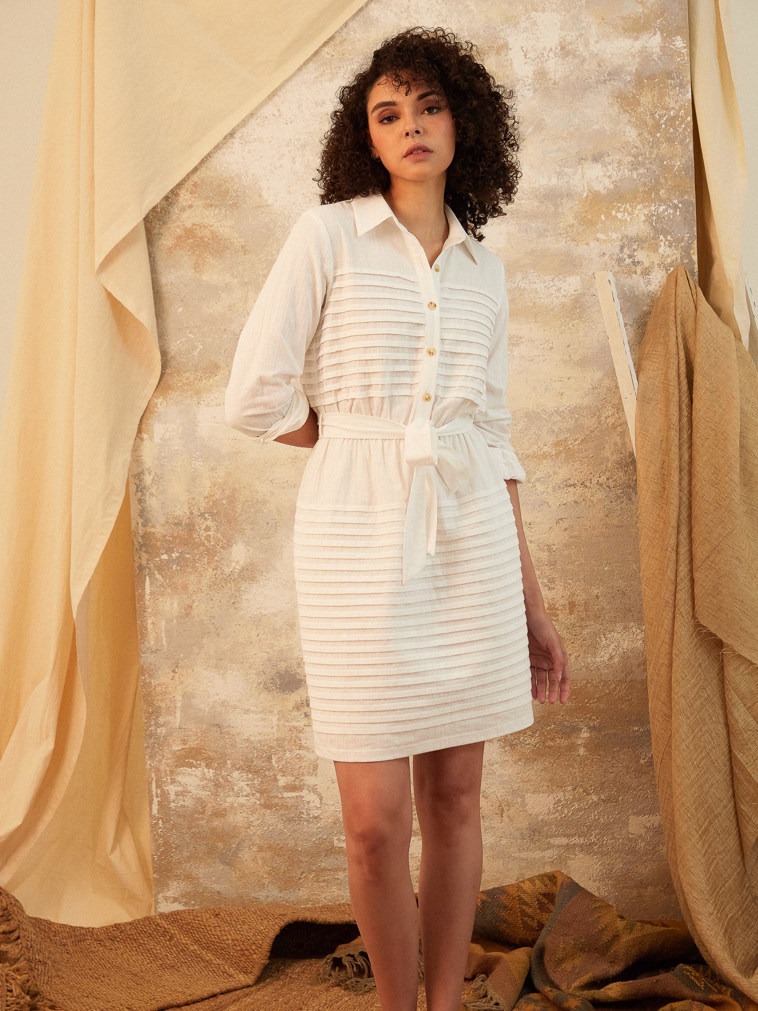 Franca Pleated Mini Dress