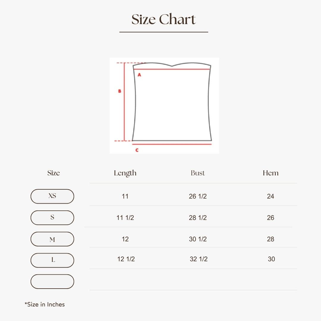 Double Layered Tube Top Size Guide