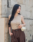 Button-Front Knit Vest Top