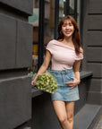 Asymmetric Off-Shoulder Knit Top
