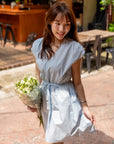 Tie Waist Cape Sleeve Dress