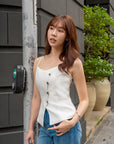 Sleeveless Button Front Top