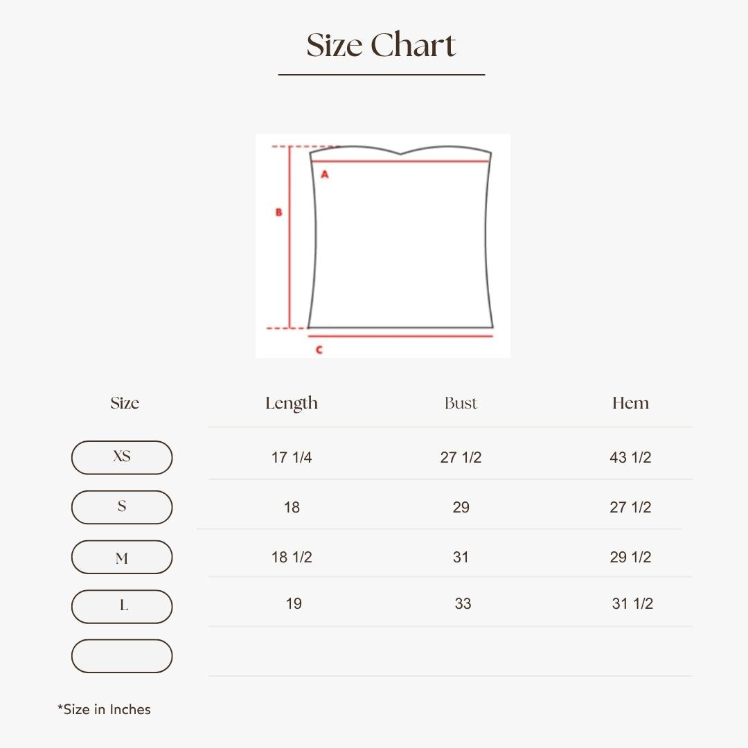 Ruched Sweetheart Cami Size Guide
