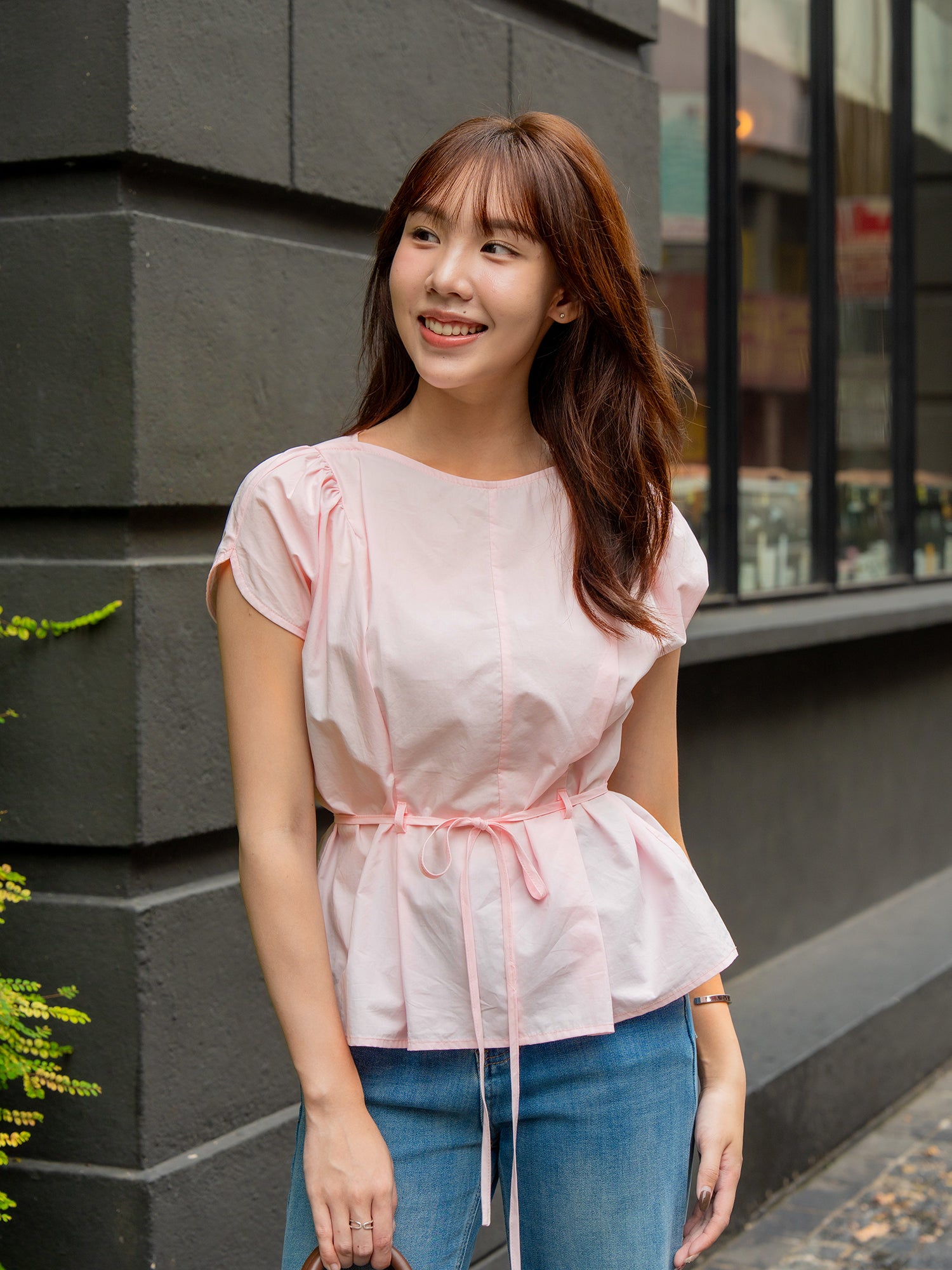 Gathered Cape Sleeve Blouse