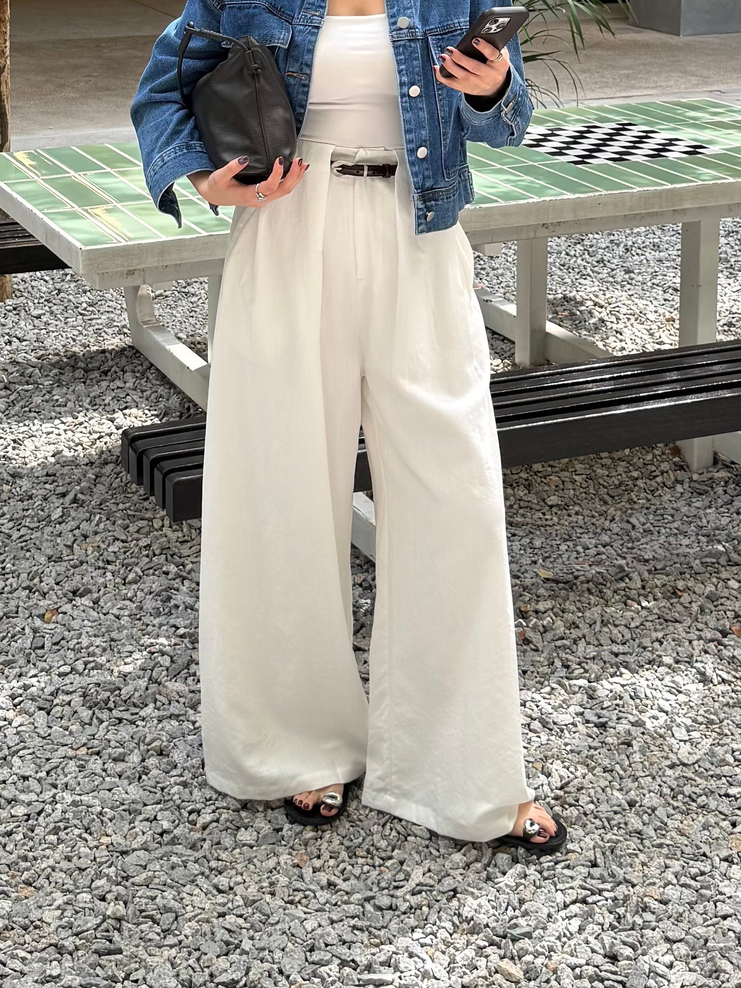 Pleated Wide-Leg Pants