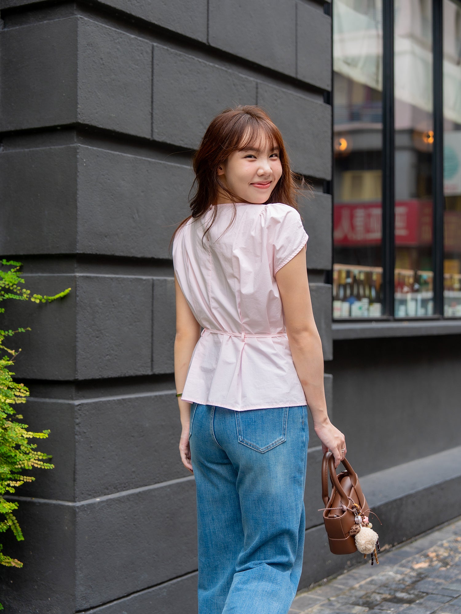Gathered Cape Sleeve Blouse