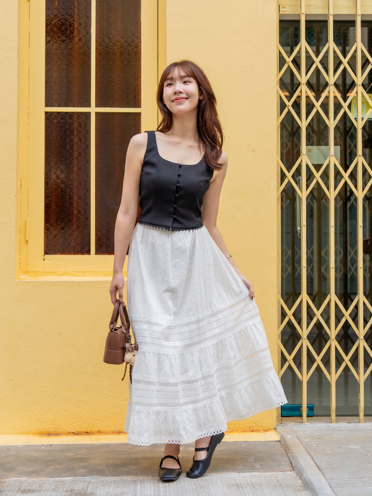 Cotton Lace Tiered Skirt