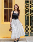 Cotton Lace Tiered Skirt