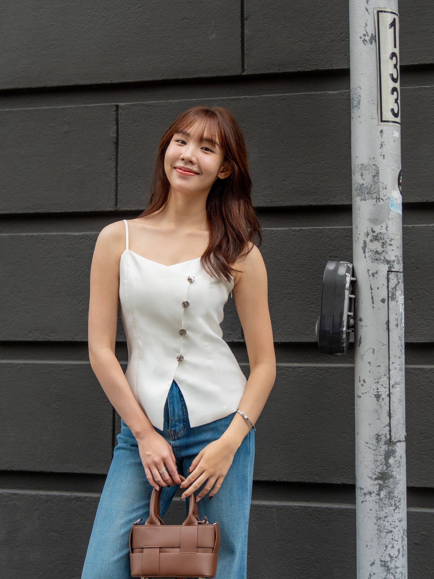 Sleeveless Button Front Top