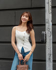 Sleeveless Button Front Top