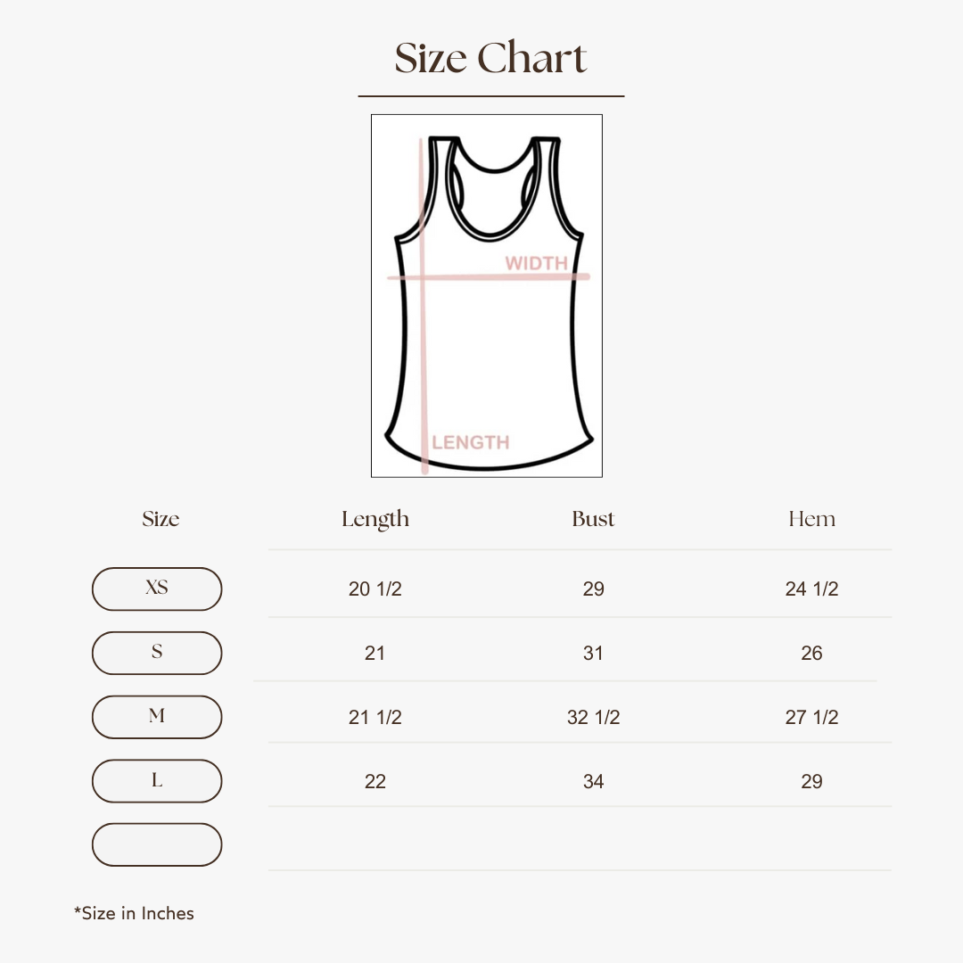 Basic Sleeveless Knit Top Size Guide