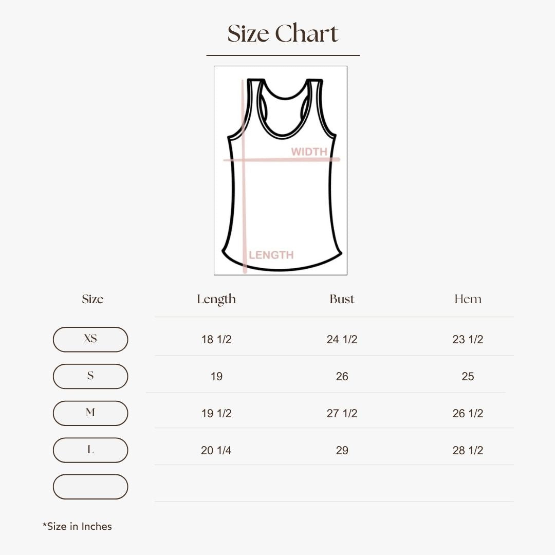 Sleeveless Fitted Tank Top Size Guide